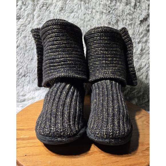 UGG Classic Cardy Button Knit Boots Womens Size 6 Brown Gold Sweater Boots 1876 - Picture 3 of 8